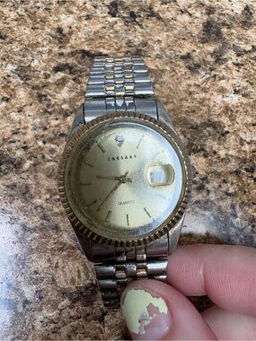 Vintage Caesars Quartz Watch Jubilee Style Band Parts Repair Missing Back